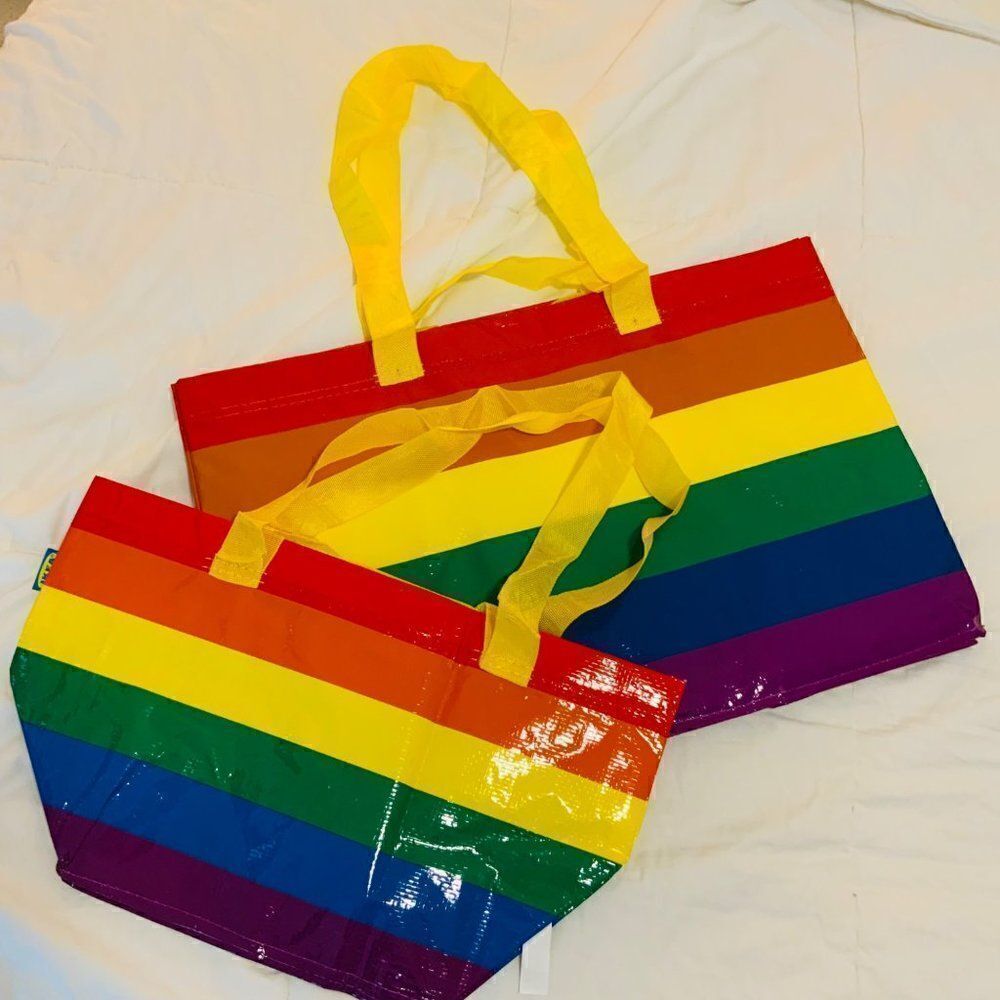 Ikea Rainbow Plastic Tote Bundle of 2 Large and Small Durable Waterproof New - Picture 1 of 9